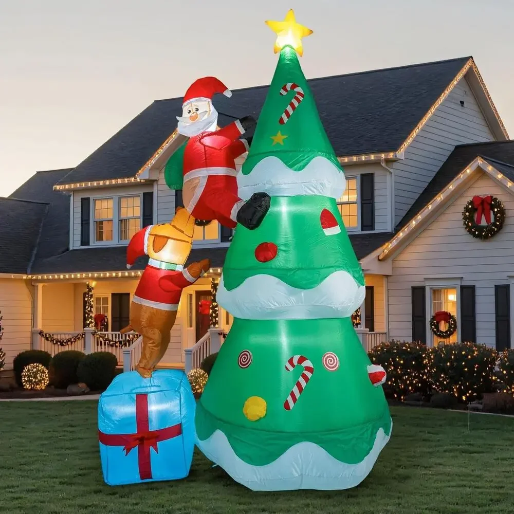 7FT‎ Inflatable Christmas Tree , Santa Claus Blow UP LED Outdoor Yard Decoration